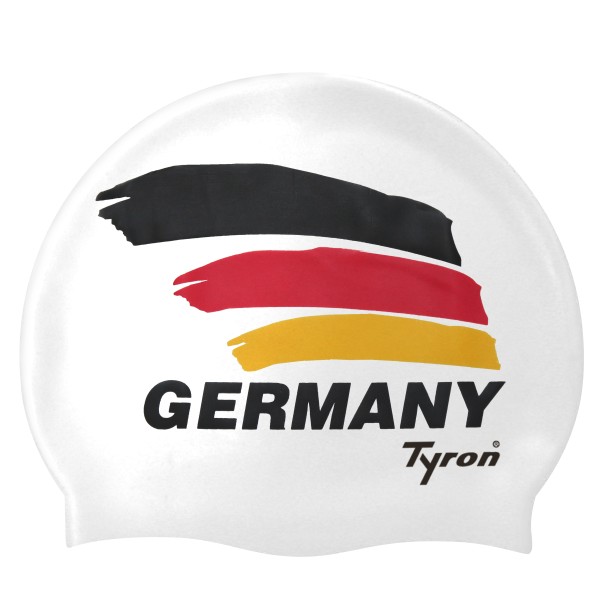 TYRON Soft-Touch Silkon-Badekappe "Germany" (weiß)